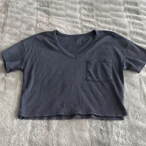 Aerie Navy V-Neck Cropped Tee